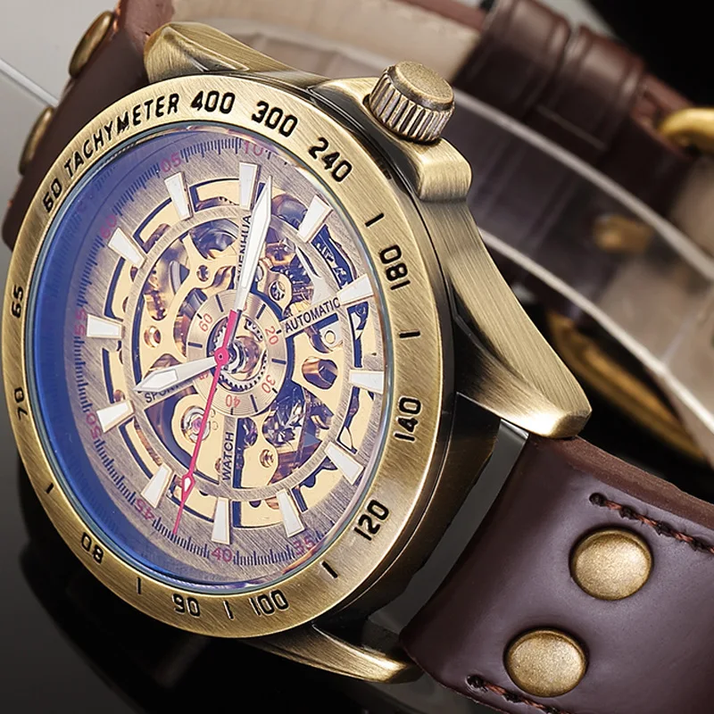 

Shenhua Europe And America Style Men Fashion Casual Hollow out Mechanical Movement Automatic Machine Watch