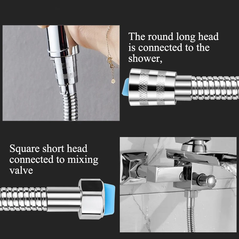 Stainless Steel Shower Hose Flexible Water Pipe 1.5m/2m Rainfall Shower Hose Chrome Plating Pipe Bathroom Accessories