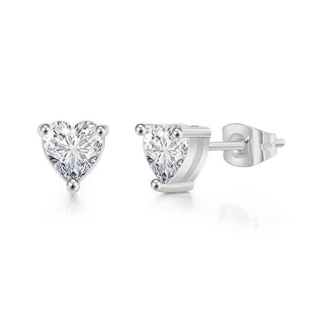 Love Heart Stud Earrings For Women Korean Style Zircon Rose Gold Gold Color Stud Ear Ring Accessories Jewelry Gift E342