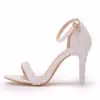 Crystal Queen Bride Wedding Shoes Fashion White Shoes Woman Ankle Strap Party Dress Sandals Open Toe High Heels Pumps Female ► Photo 2/6