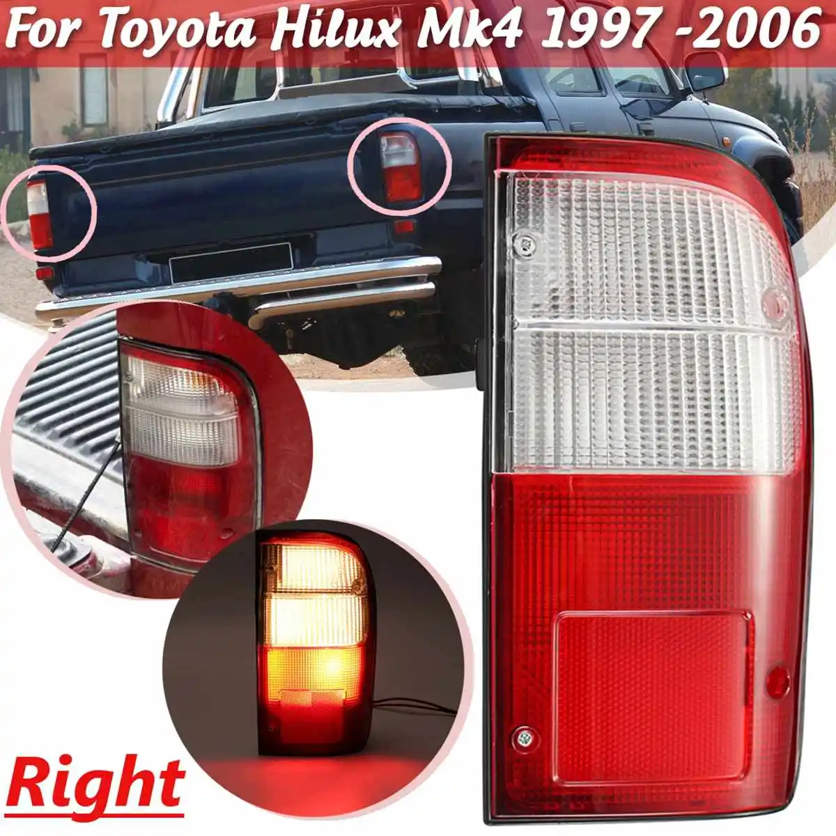 Автомобиль левый и правый задний фонарь стоп-сигнал Лампа с проводом жгут для Toyota Hilux 4 Mk4 D4D 1997 1998 1999 2000 2001-2006 - Цвет: right