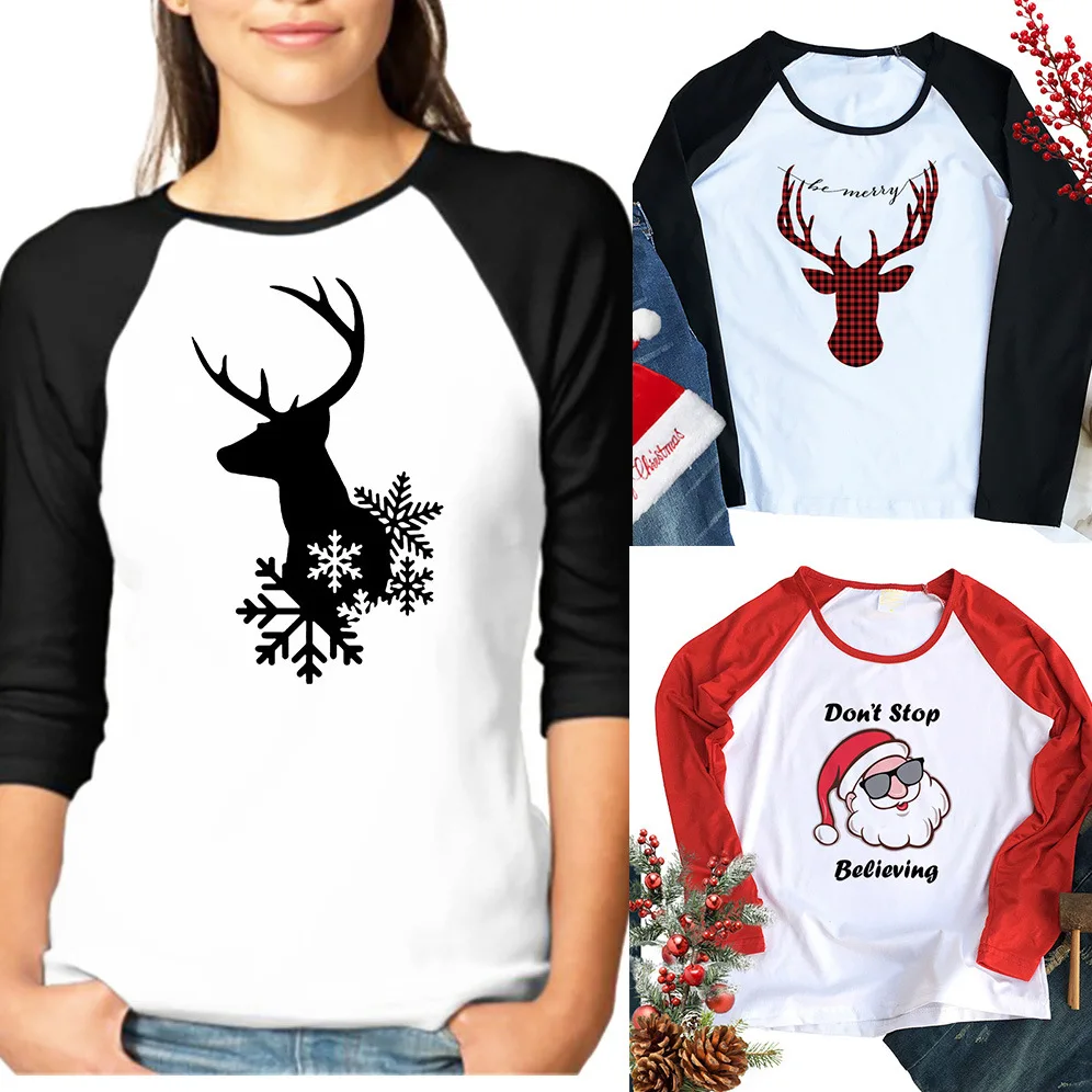 

2020 Christmas Creative Christmas Elk Pattern hoodies women harajuku kpop clothing Plus velvet Long sleeve Loose Sweatshirt