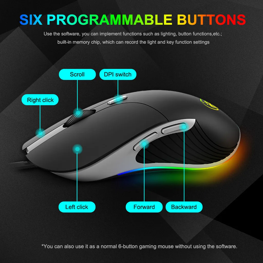 Оптическая игровая компьютерная мышь IMICE X6 с высокой конфигурацией 6400 DPI для