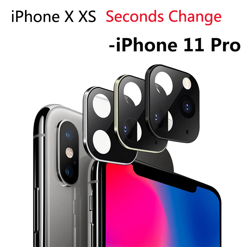 Сплав металла объектив камеры защитная пленка из закаленного стекла для iPhone X XS Max выглядит как для iPhone 11 Pro поддельная камера наклейка крышка