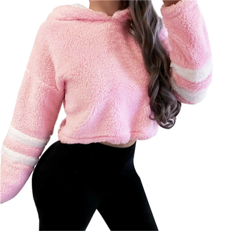 Fluffy fleece hoodie women's Outlet