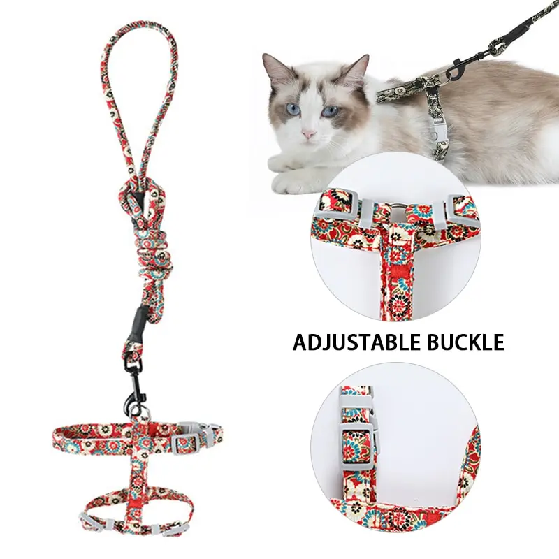 Dog Harness with Leash Adjustable Vest Walking Leashes Soft Print Pattern Collar Dogs Accessories for Small Medidum Large Dog