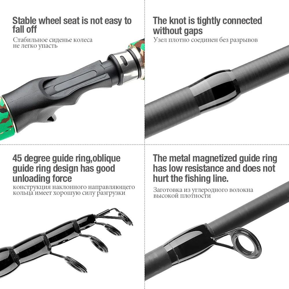 DONQL Telescopic Fishing Rod 1.8m-3.0m Spinning Multifunction Portable Tackle Travel Weight Ultralight Fishing Casting Lure Rod