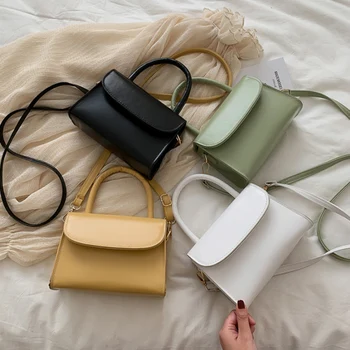

2020 New Ladies Solid Color Shoulder Bags Fashion Texture Handbag PU Leather Handbag Korean Version Wild Messenger Bag