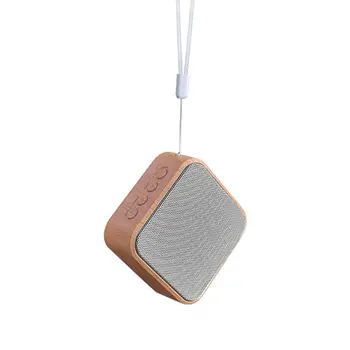 

Abay A70 Mini Subwoofer Wireless Bluetooth Music Speaker with Microphone Plug-in Card Wood Square Shape Grey White