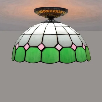 

30 cm European Mediterranean restaurant green tiffany stained glass corridor corridor bathroom bedroom absorb dome light