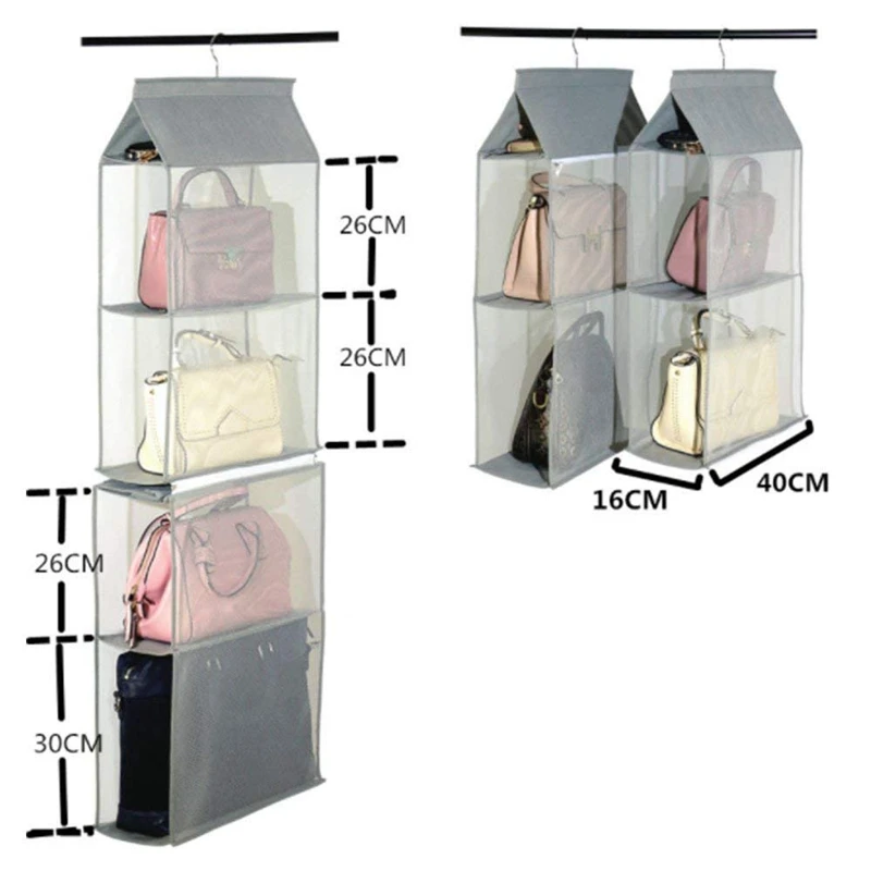 ELEG-Съемная сумка-Органайзер с 6 отделениями, подвесная Сумочка, органайзер, прозрачный кошелек, сумка, коллекция, держатель для хранения, шкаф, закрытый