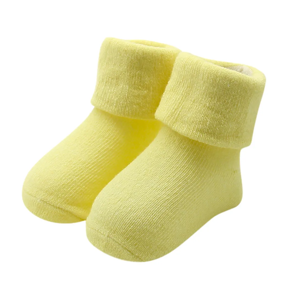 Носки для малышей Удобные однотонные хлопковые носки для девочек Теплые носки до лодыжки, носки-Вьетнамки однотонные детские носки теплые носки