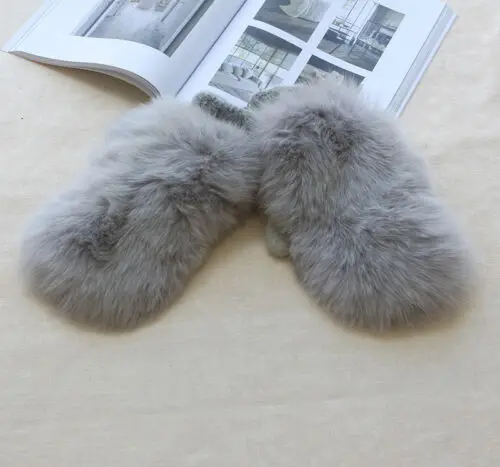 Light Grey Перчатки из натурального Лисьего меха, мягкие митенки, женские модные шерстяные перчатки из лисьего меха, зимние перчатки, варежки хорошего качества, зимние теплые - Цвет: Light Grey