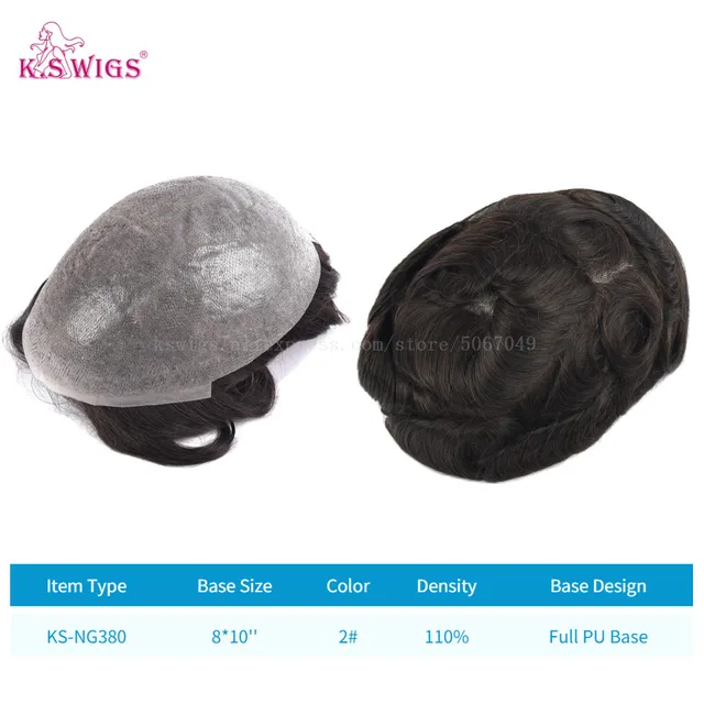 Clearance Multiple Base Men's Wig Indian Human Hair Toupee Density Durable Capillary Prosthesis Hair Replacement Systems KS-NG380-2
