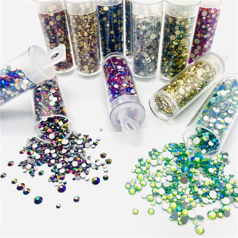 

Bottles Nail Art Rhinestones Beads Glitter Tips Decoration Tool Gel Nail Stickers Mixed Set ab colour