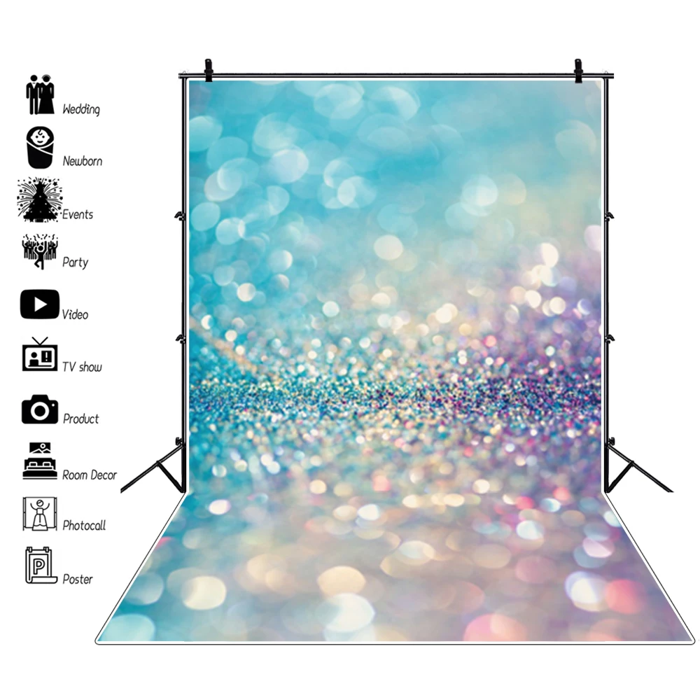 Laeacco Light Bokeh Glitters Sequins Polka Dots Dreamy Portrait Photography Backdrop Photo Background Birthday Wedding Photozone