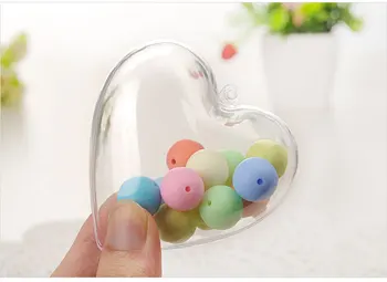 

60pcs 6.5/8.5cm Heart Shape Plastic Ball Xmas Ball Bauble Ornament Christmas Decorations Gift Tree Xmas
