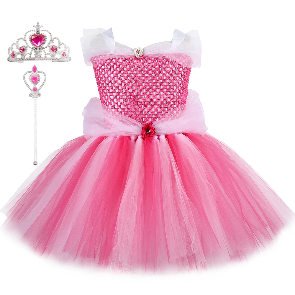 

Sleeping Beauty Princess Tutu Dress Fancy Girl Birthday Party Dress Up Carnival Halloween Cosplay Costume for Kids Ball Gowns