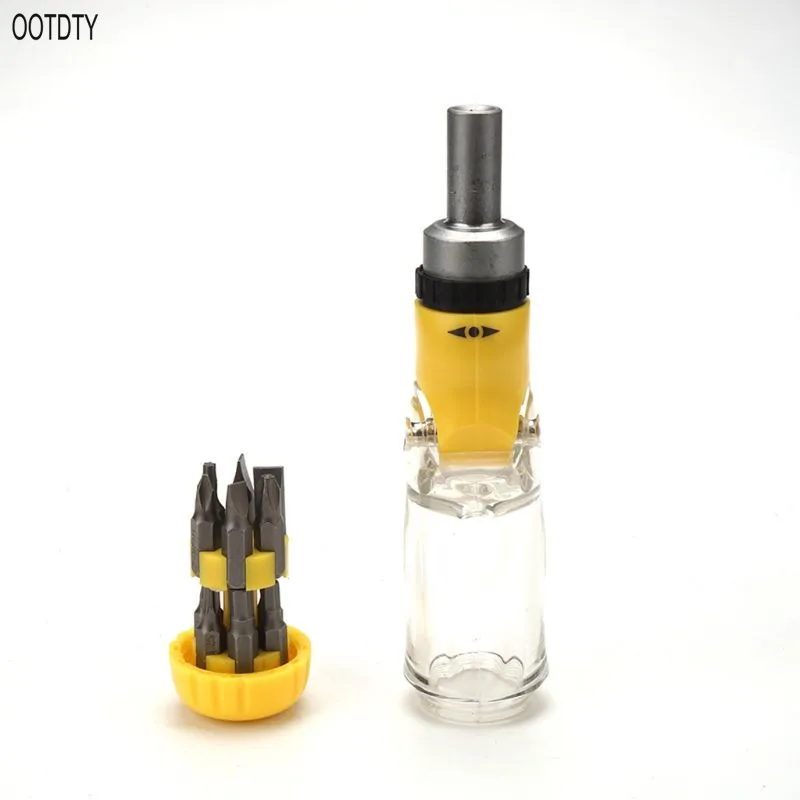 OOTDTY Ratchet Screwdriver with 12pcs Bits Set Precision Foldable Phone Computer Camera Repair Tools