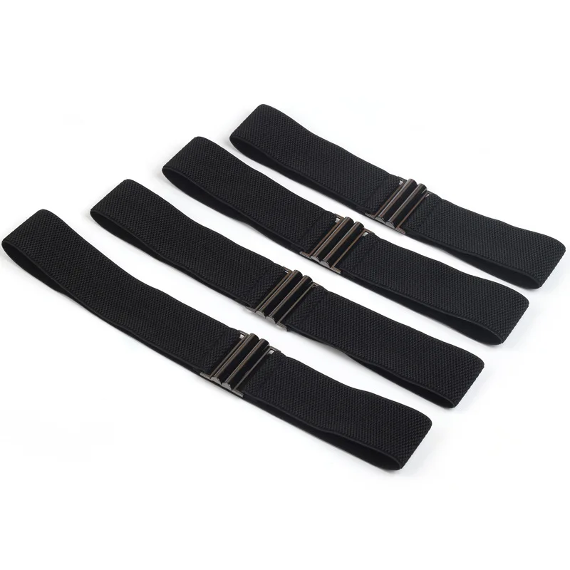 

Coat Waist Belt Wide Belt Women Belt Double Metal Buckle Black Strap Elastic Band 60-80cm Long Black Buckles Waistbelt Waitbands