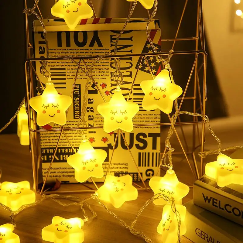

1.5M 10LED Led Shy Expression Star Light String Cute Smile Color Lights Ins Photo Wall Girl Heart Net Red Bedroom Decoration