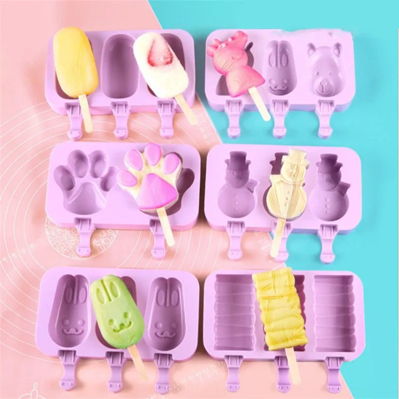 Silicone Freezer Ice Cream Mold Popsicle Maker Pop Lolly Tray Cube Making Juice Popsicles Molds With 50PCS Stick | Дом и сад