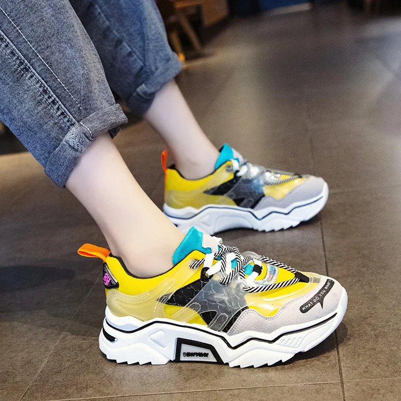 

Women Chunky Sneakers Platform Spring Shoes Woman Casual Footwear Female mixed colors Sneaker Dad Shoes trainers basket femme