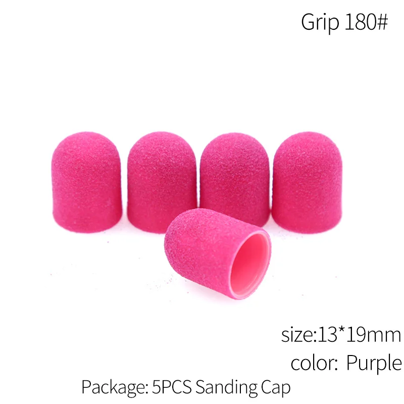 13*19 80/120/180 Пластик база розовый шлифовальный шапки с резиновой ручкой педикюр Полировка песочный кильблок Дрель аксессуары для ног для удаления кутикулы - Цвет: 180 Grip