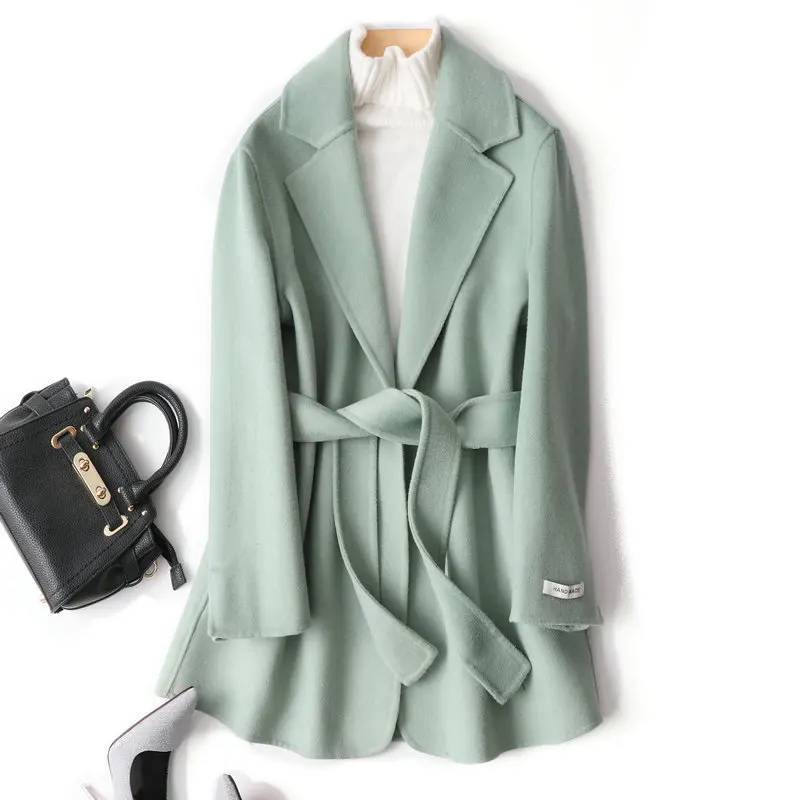 

Green Wool Coat Female Jacket Korean Spring Autumn Elegant Ladies Coats Overcoat Women Clothes 2020 Manteau Femme 0788 KJ4069