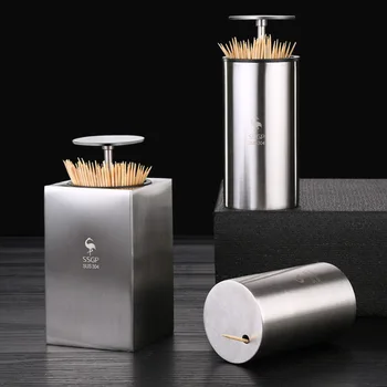 

Push-type Stainless Steel Toothpick Holder Automatically Pops Up Household Portable Toothpick Box Cotton Swab Storage Box