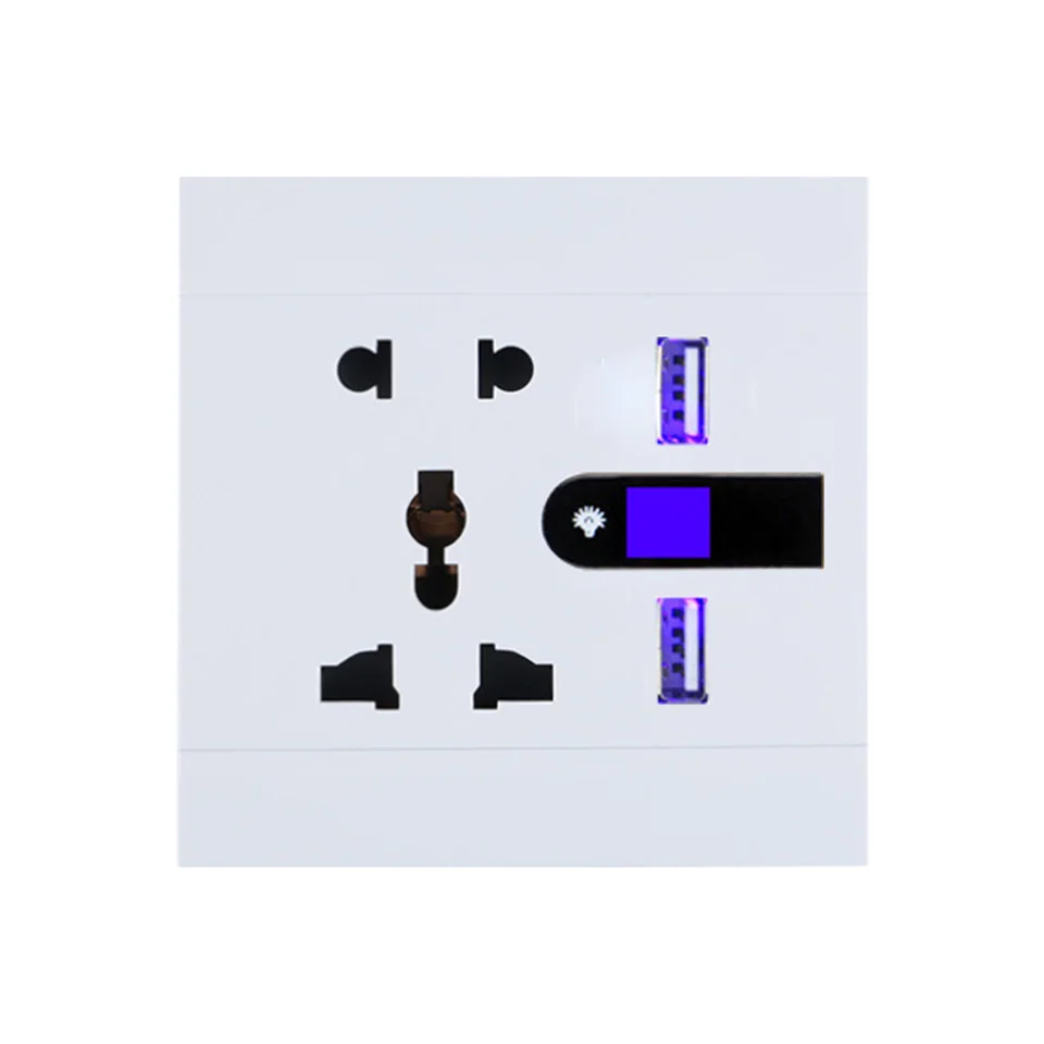 Пять отверстий 1A dual USB настенная розетка с ночной свет панели переключателя многофункциональная с гнездом USB, 2 pin 3pin переходник на выходе