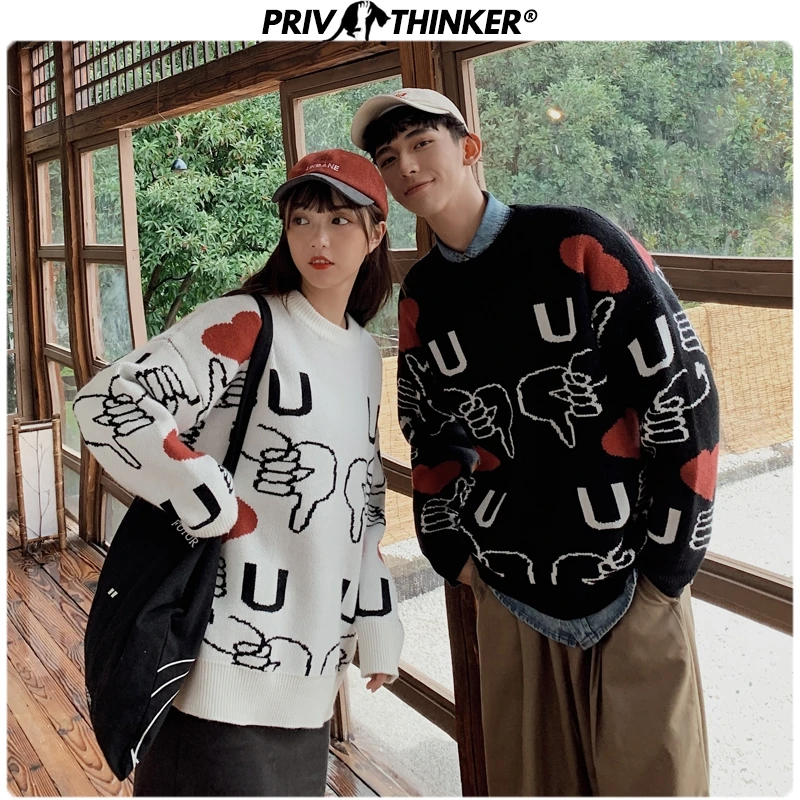 Privathinker Woman Letter Christmas Korean Pullovers Clothes Couple Autumn Winter Thicken Knitted Sweater Men Teen 2020 Sweaters | Женская
