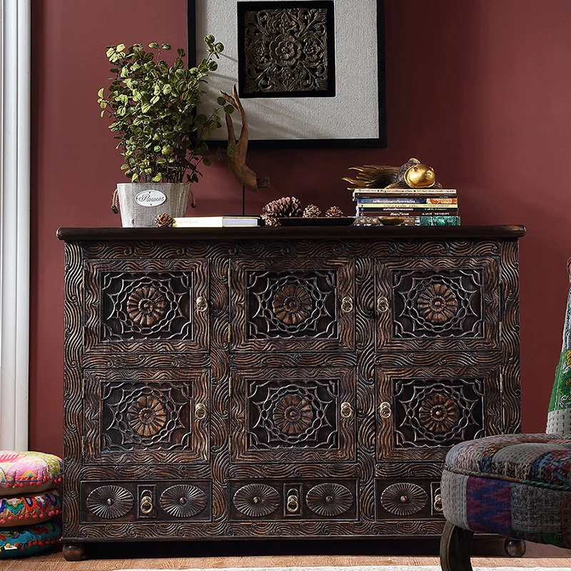 Thai Solid Wood Cabinet with Drawer Screen Cabinet Southeast Asian Style Chinese Furniture Entrance