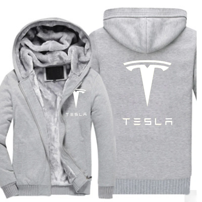 Новинка, толстовки на молнии, мужские, утепленные, Tesla Motors, фирменный логотип, дизайнерская, белая, с принтом, толстовка, спортивное пальто, мужская повседневная верхняя одежда, куртки