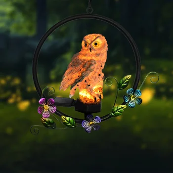 

Lawn Lamp Owl Shape Patio Decoration Garden Ornament LED Lantern Solar Light Waterproof Hanging Auto On Off Pathway Outdoor