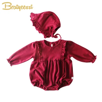 

New Baby Girl Romper with Hat Cotton Baby Onesie Princess Birthday Infant Newborn Rompers Baby Girl Clothes