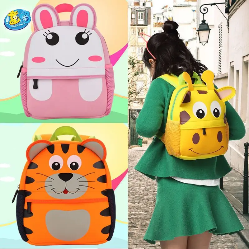 

2020 New 3D Animal Children Backpacks Brand Design Girl Boys Backpack Toddler Kids Neoprene School Bags Kindergarten Cartoon Bag