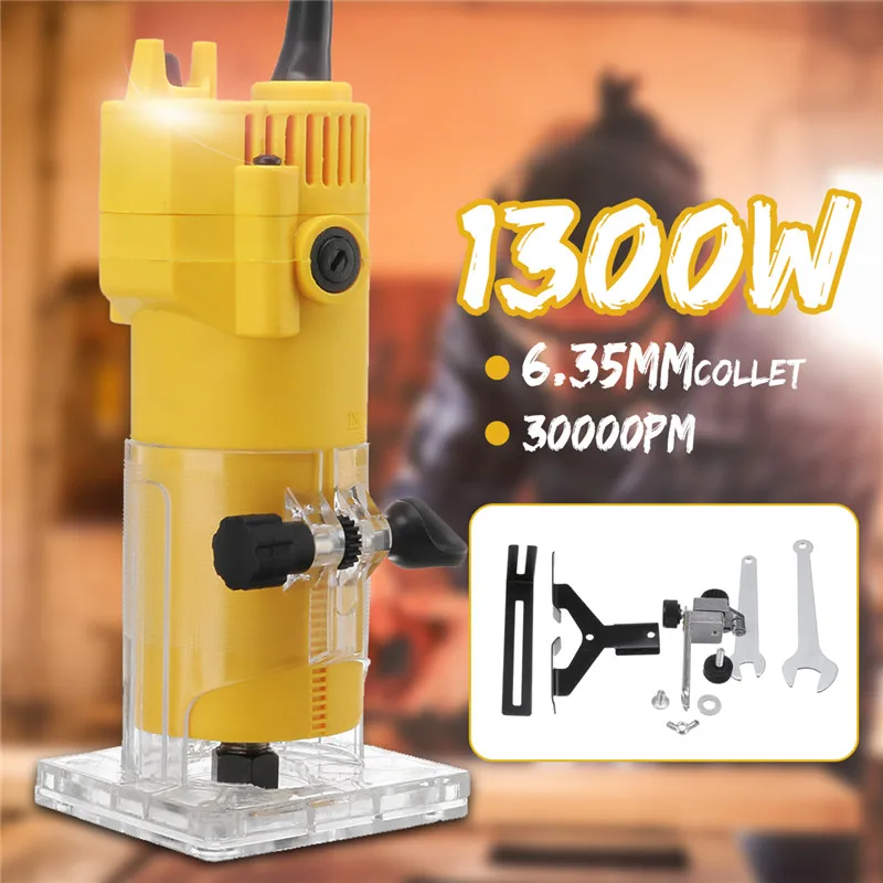 1300W 6.35MM 30000rpm Electric Trimmer Wood Laminate Router 110V US /220V EU Woodworking Trimming Tools Carving Milling Machine