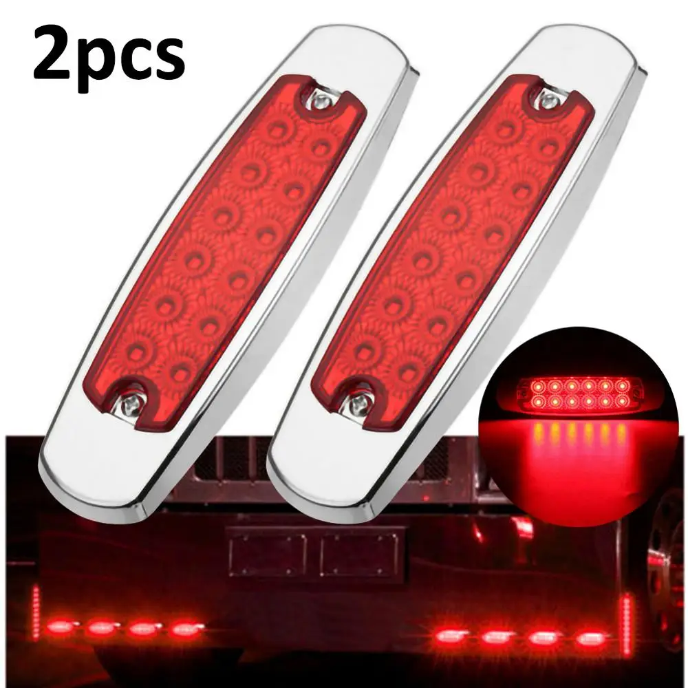 

2pcs Side Marker Light Red 3528 SMD 6.2" 12 LED 24V Side Marker Light Clearance Truck Trailer Lights