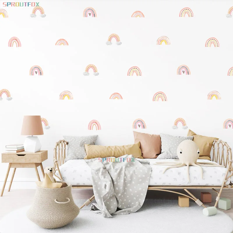 Rainbow Wall Stickers For Kids Rooms Nordic Bohemia Style Decorative Sticker Children Wall Stickers For Children's Room Girl