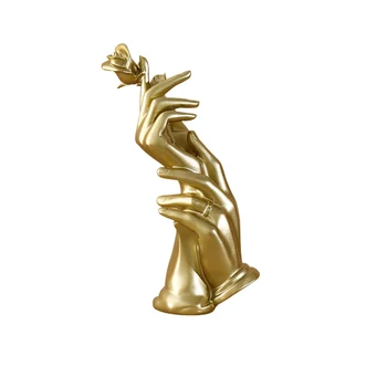 

Home Decor Home Decoration Maison Artistic Holding Rose Desktop Decoration Figurine Craft Table Ornament Wedding Gift Golden