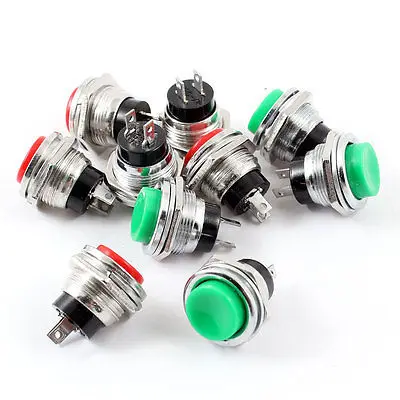 

10pcs 15mm Panel Mounting Silver Tone Momentary Pushbutton Switch SPST