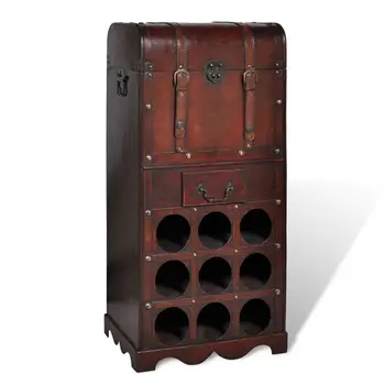 

vidaXL Wooden Wine Rack for 9 Bottles with Storage