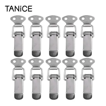 

TANiCE 10Pcs Iron Nickel Alloy Toggle Latch 75mm Tension Lock Lever Clasp Closures Crate Lock Snap Lock Silver For Toolbox Case