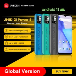 UMIDIGI Power 5 Global Version Smartphone Android 11 Helio G25 16MP AI Triple Camera 6150mAh 6.53'' Full Screen Cellphones