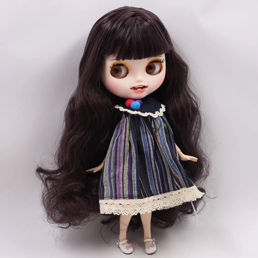 Ледяной обнаженный Blyth кукла No. BL9219 темно-фиолетовые волосы резные губы открытый рот матовые индивидуальные лица соединение тела 1/6 bjd