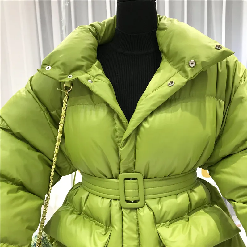 Толстая хлопковая зимняя куртка для женщин Abrigos Mujer Invierno Sustans женские пальто Теплые с регулируемой талией Модные Зеленые