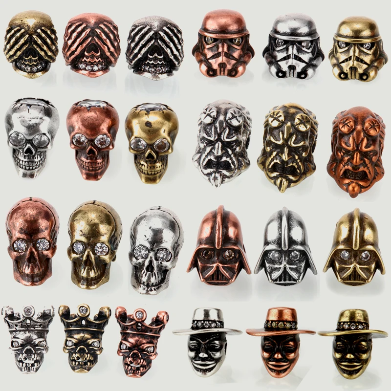 

Charms Skeleton Antique skull Beads Copper spacer Bead diy Handmade Micro Pave Cubic Zirconia Beads for jewelry making 3mm Hole