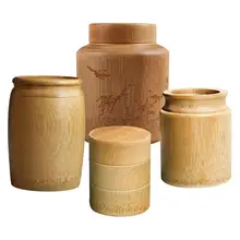Портативный ручной работы бамбуковая чайная канистра для хранения специй Caddy Коробка органайзер из натурального дерева сушеная фруктовая бамбуковая трубка маленькие баночки для бутылок