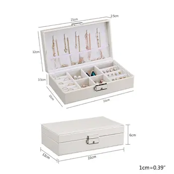 

Portable Jewelry Leather Storage Box Necklaces Earrings Bracelet Display Case